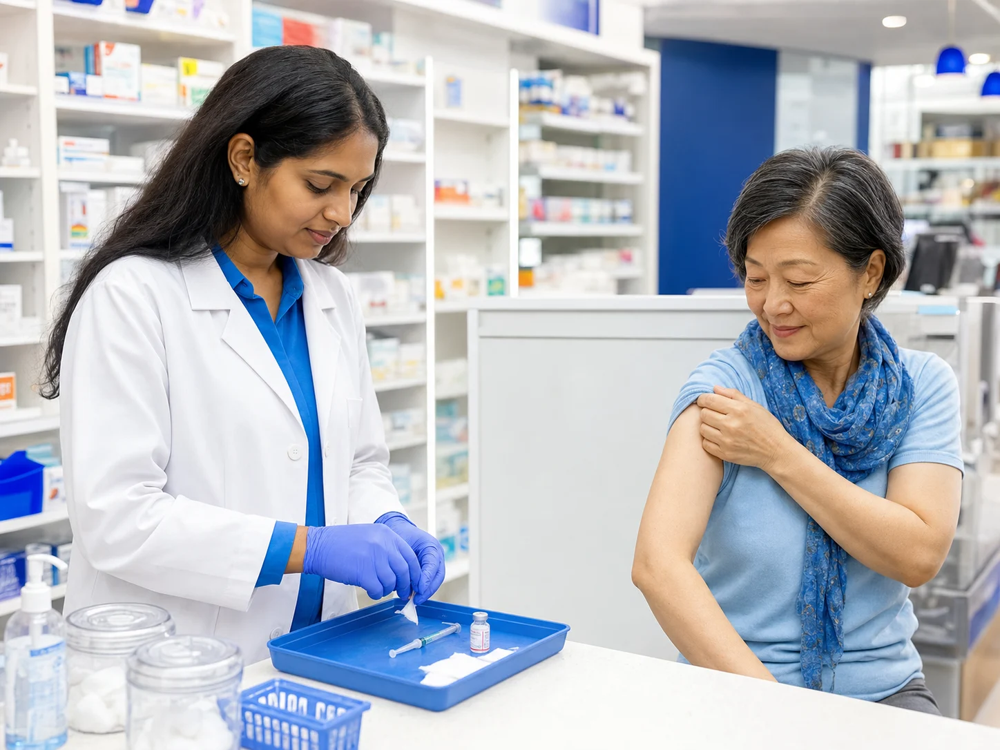 Pharmacist providing care